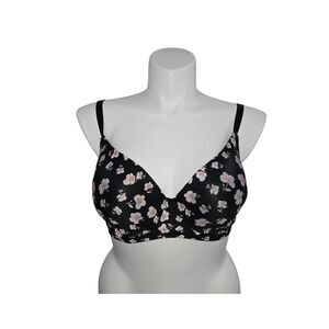 Laura Ashley Floral Bra Women 38DD Black Wired